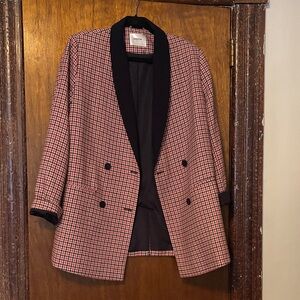 Checker Blazer with Black Lapel - Red/Black